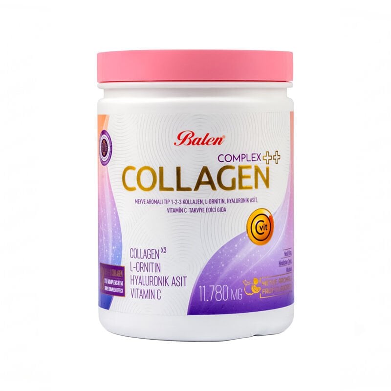 BALEN KOLAJEN COMPLEX COLLAGENX3 MEYVE AROMALI TİP 1,2,3 KOLAJEN , L-ORNİTİN, HYALURONİK ASİT, C VİTAMİN 11.780Mg 350G