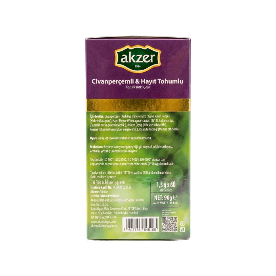 Akzer Civan Perçemli & Hayıt Tohumlu Çay 60’lı 100 Gr
