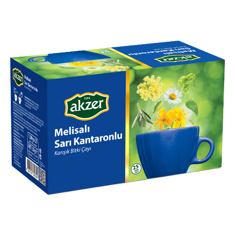 Akzer Melisalı Sarı Kantaronlu Karışık Bitki Çayı 30 gr 25 Süzen Poşet