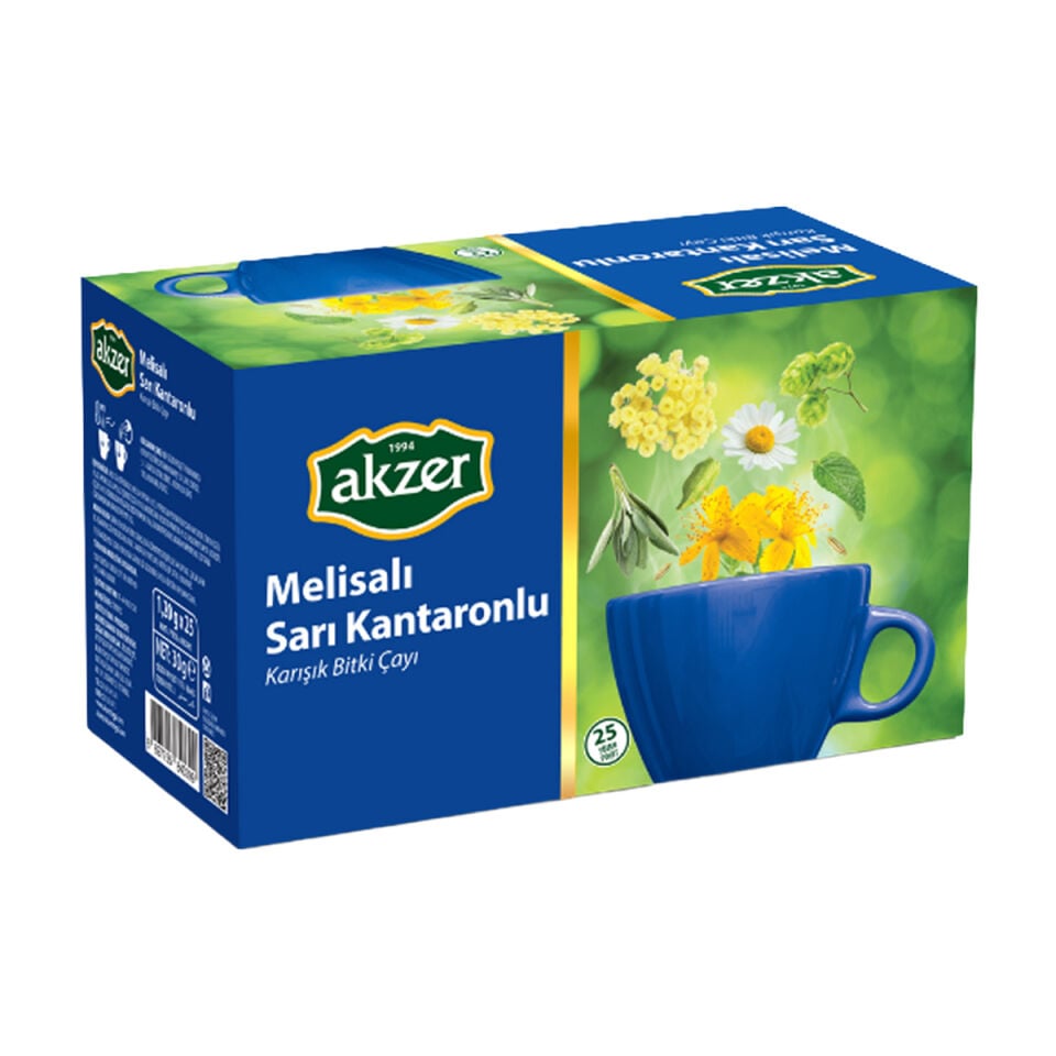 Akzer Melisalı Sarı Kantaronlu Karışık Bitki Çayı 30 gr 25 Süzen Poşet