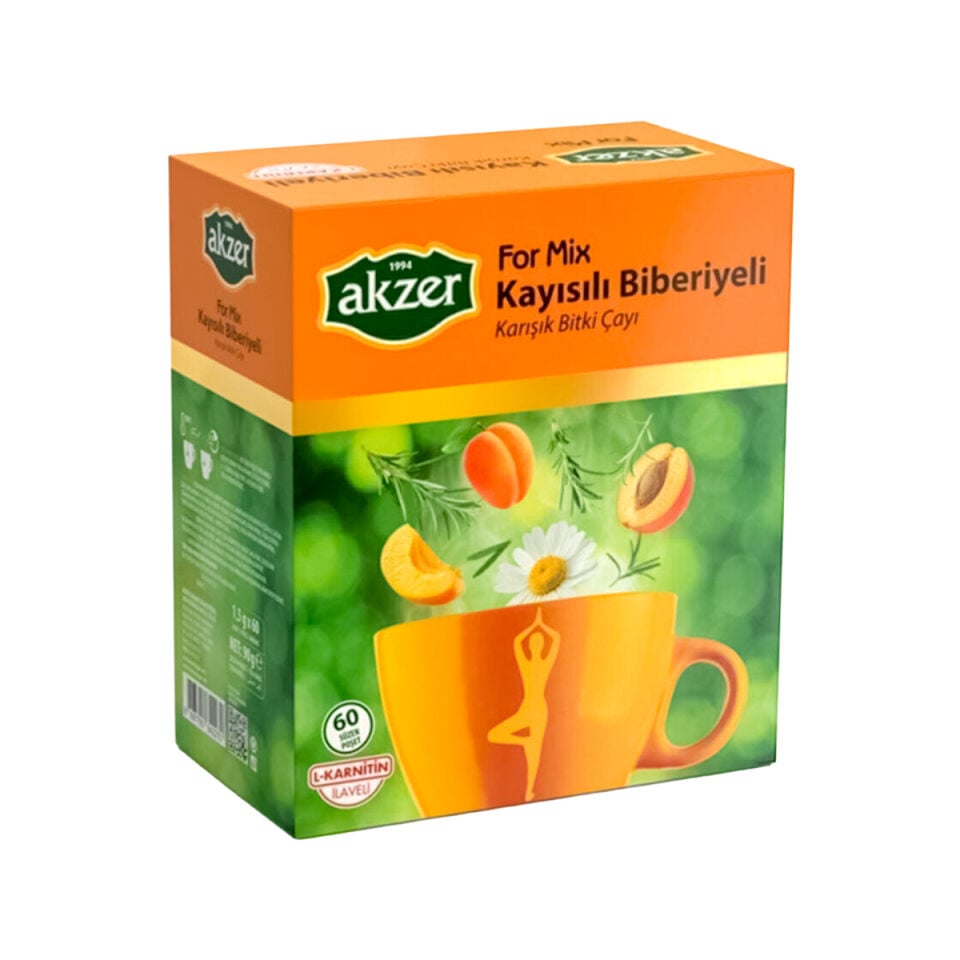 Akzer Formix Kayısılı Biberiyeli Karışık Bitki Çayı 60 Süzen Poşet 90 Gr