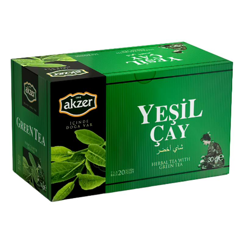 Akzer Premium Yeşil Çay 20 Süzen Poşet 24 gr