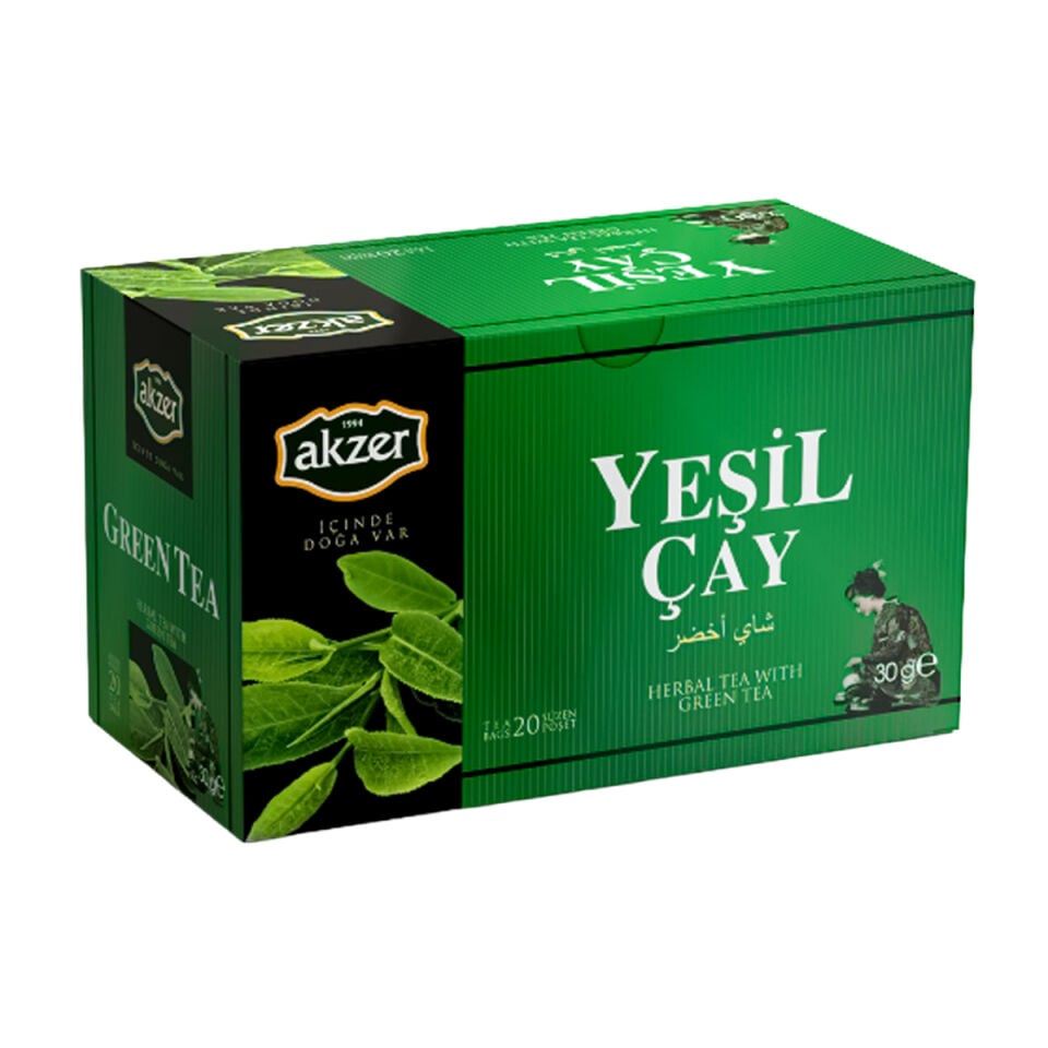 Akzer Premium Yeşil Çay 20 Süzen Poşet 24 gr