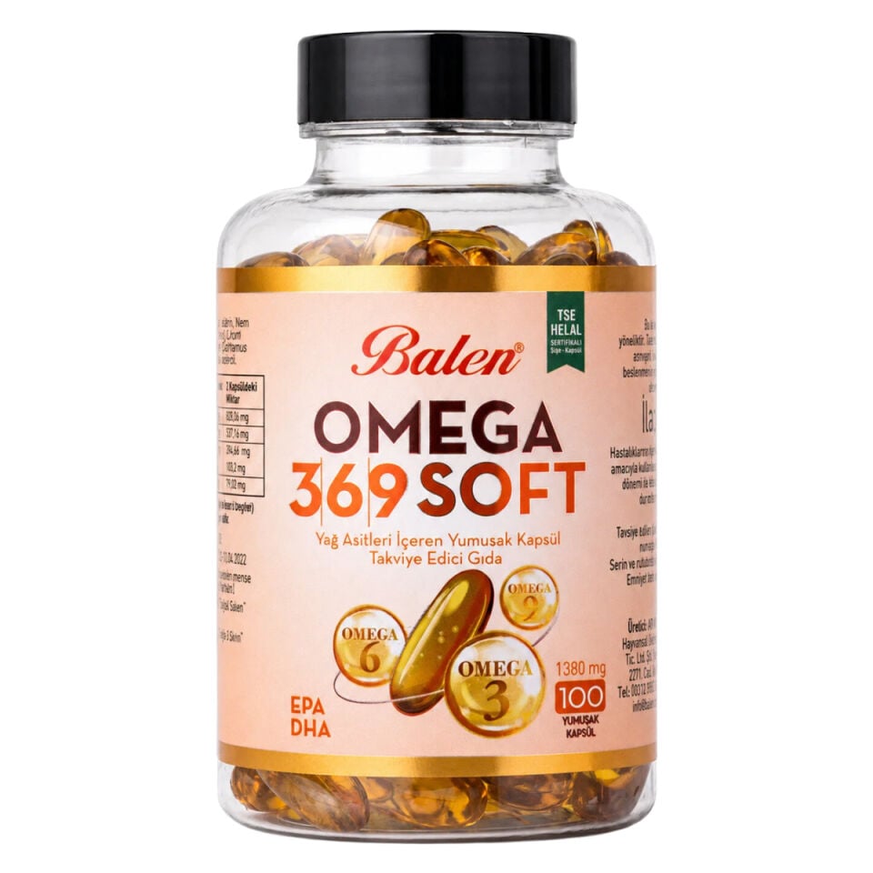 Balen Omega 3,6,9 Soft Yağ Asitleri İçeren Yumuşak Kapsül 1380 MG*100