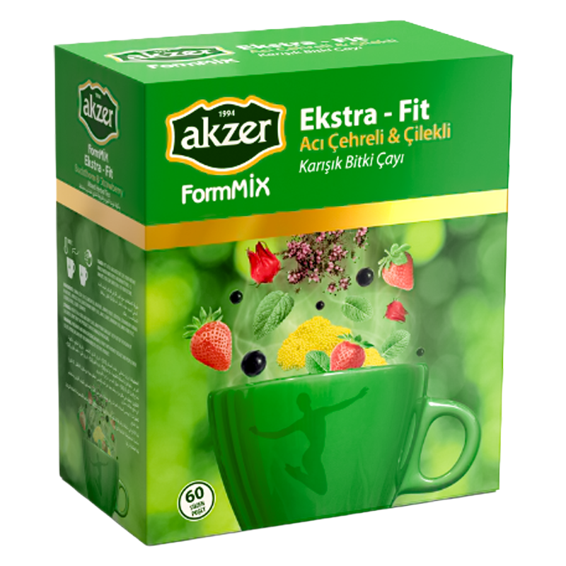 Akzer Acı Çehre Ve Çilek Aromalı Form Çayı 60 Poşet