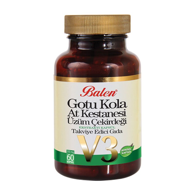 Gotu Kola, At Kestanesi, Üzüm Çekirdeği Ekstraktı Kapsül - 60 Bitkisel Kapsül (V3)