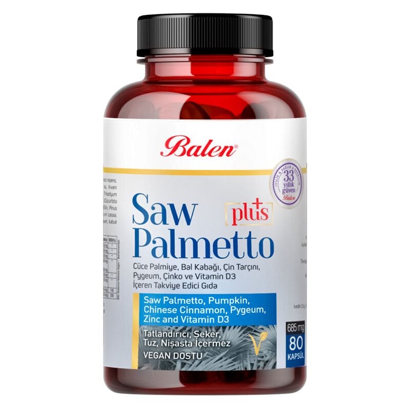 Balen Saw Palmetto Plus Cüce Palmiye Ekstresi 80 Kapsül (685 mg)