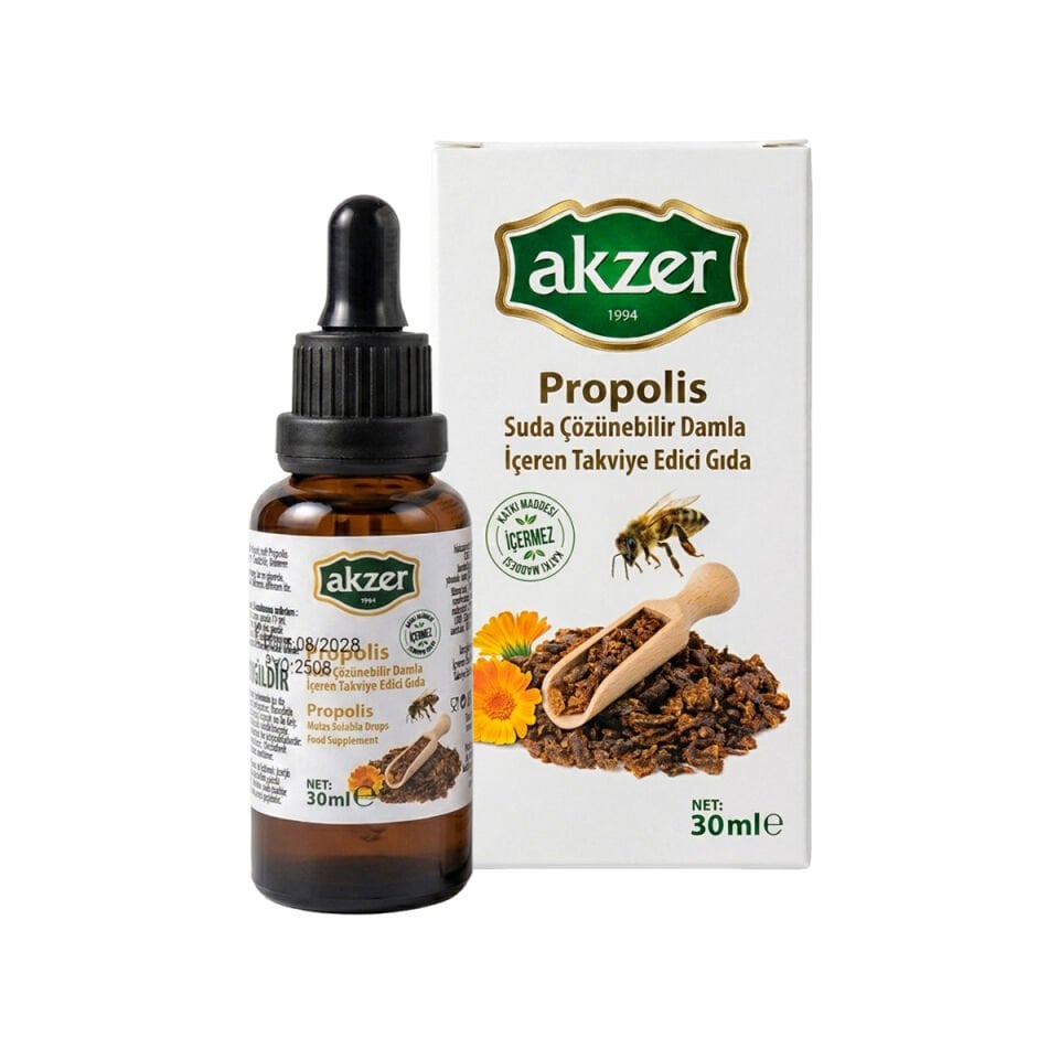 Akzer Sıvı Propolis Ekstraktı 30 ml Suda Çözünebilir Damla