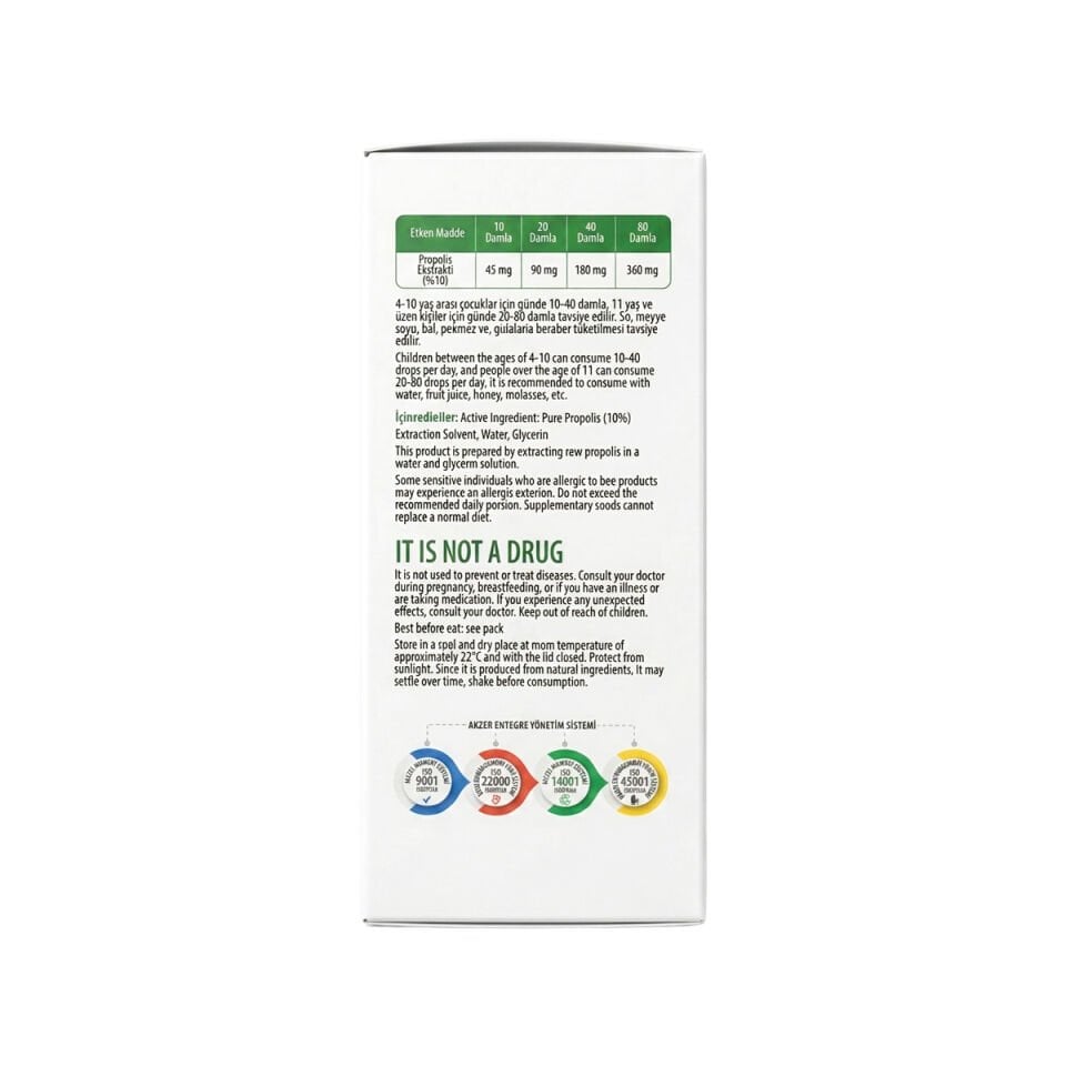 Akzer Sıvı Propolis Ekstraktı 30 ml Suda Çözünebilir Damla