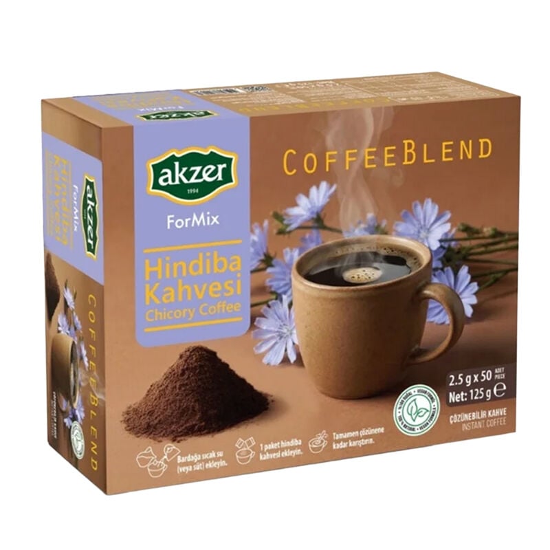 Akzer Coffeeblend Çözünebilir Hindiba Kahvesi 125 gr (50 Adet Şase) - Katkısız ve Şekersiz