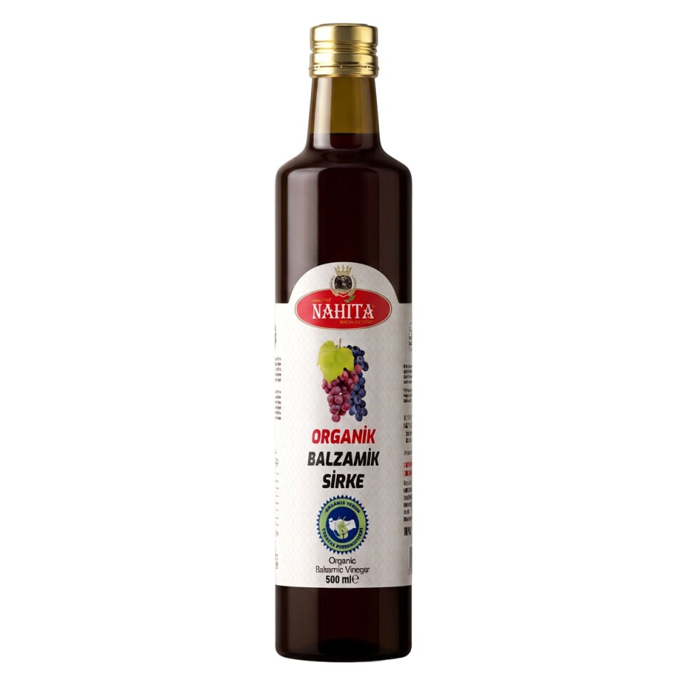 Nahita Balzamik Sirke 500 ml - Organik Sertifikalı Doğal Fermente Üzüm Şırası (Cam Şişe)
