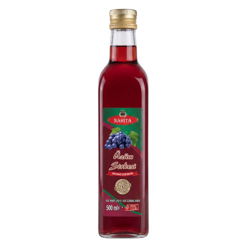 Nahita Üzüm Sirkesi 500 ml - %100 Doğal Katkısız Fermente (Cam Şişe)